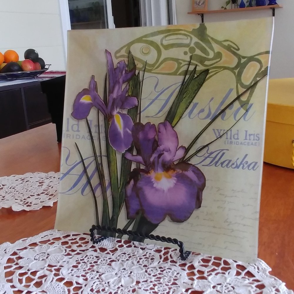 Decorative Glass Plate Alaska wild Iris
